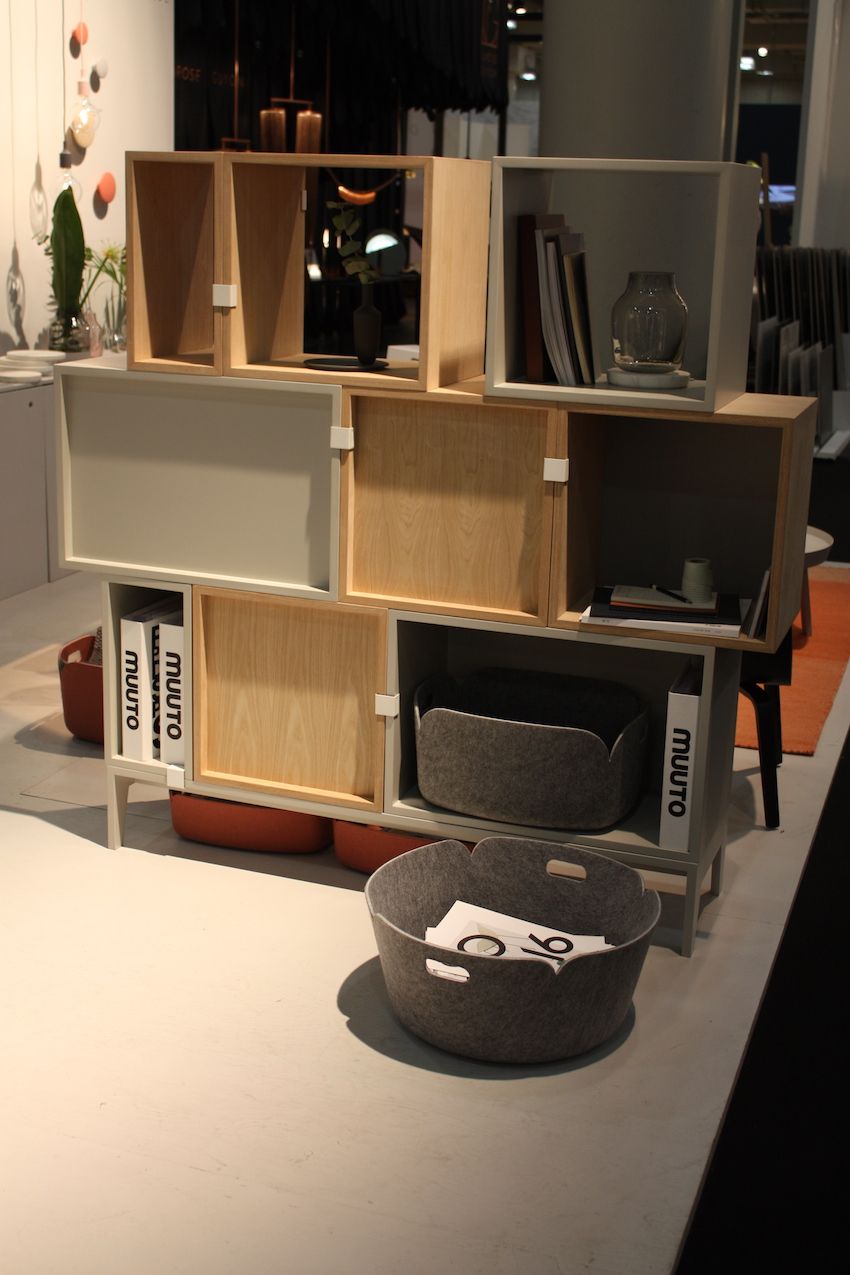 Muuto's modular Scandinavian storage is versatile and interesting thanks to the mix of finishes and sizes.